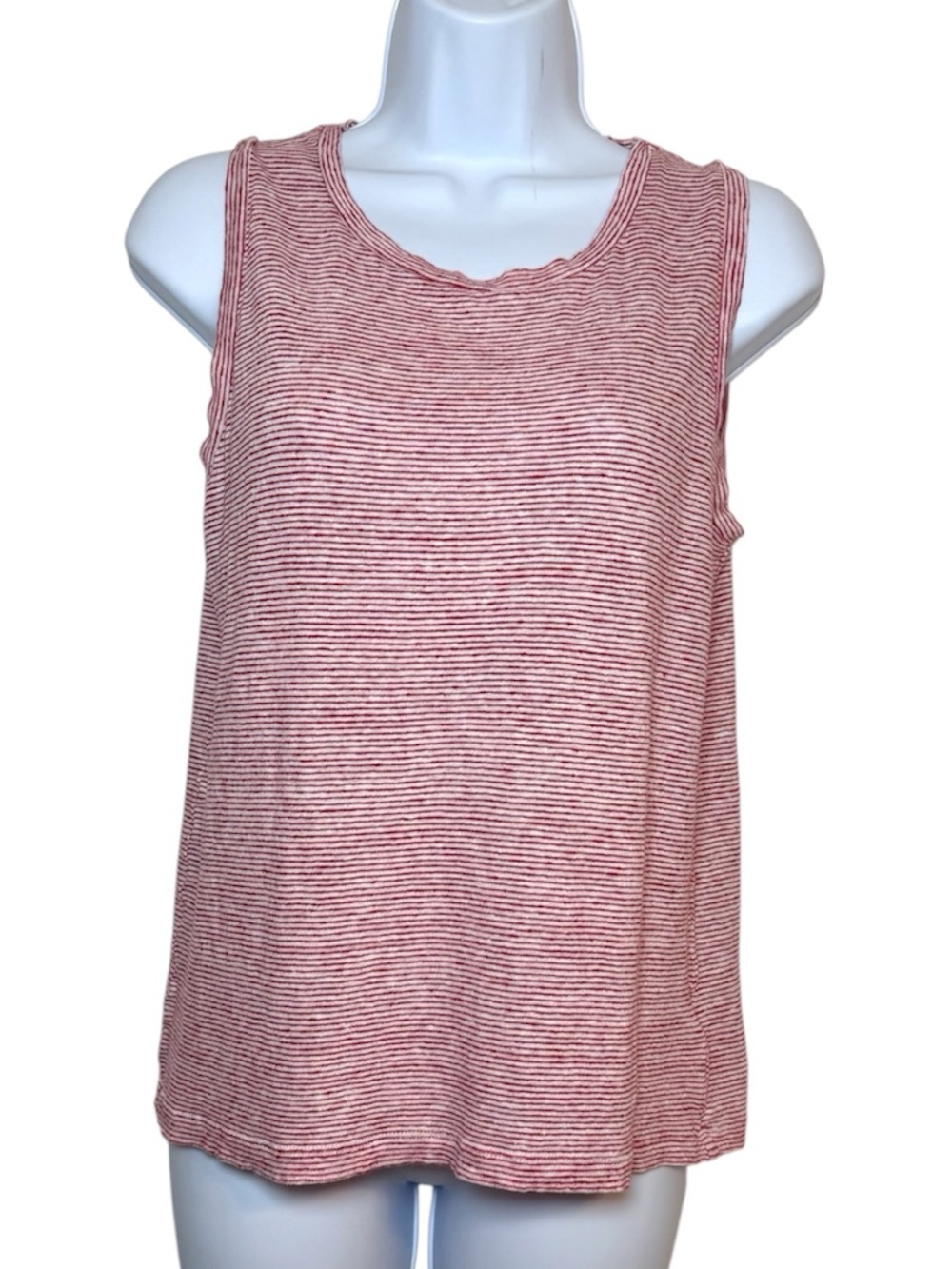 Vineyard Vines Red White Stripe Linen Tank Top Sleeveless Lightweight Preppy